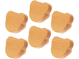 Puxador De Madeira Em Formato De Urso Para Móveis, Gavetas, Conjunto Com 6 Unidades.