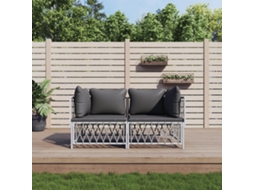 2 Pcs Conjunto Lounge De Jardim Com Almofadões Aço Branco Dkd Home Decor
