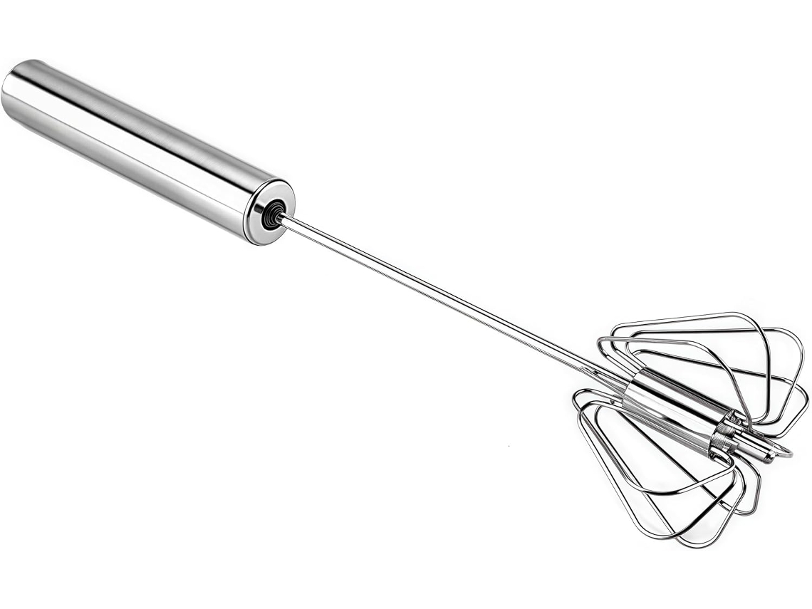 Batedor De Ovos Manual Em Aço Inoxidável Com Mecanismo Giratório, Versátil Para Bater, Misturar E Bater Leite. Ideal Para, Bater E Mexer