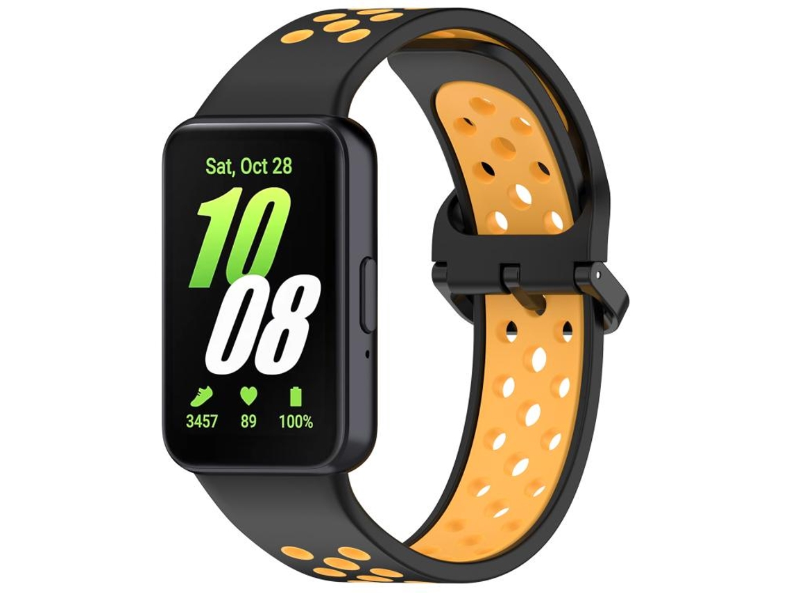 Bracelete para Samsung Galaxy Fit 3 Silicone Respirável Bicolor Preto e Amarelo XIAOMOYU