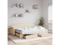 Vidaxl Sofá-cama Com Gavetão E Gavetas 80x200 Cm Tecido Cor Creme