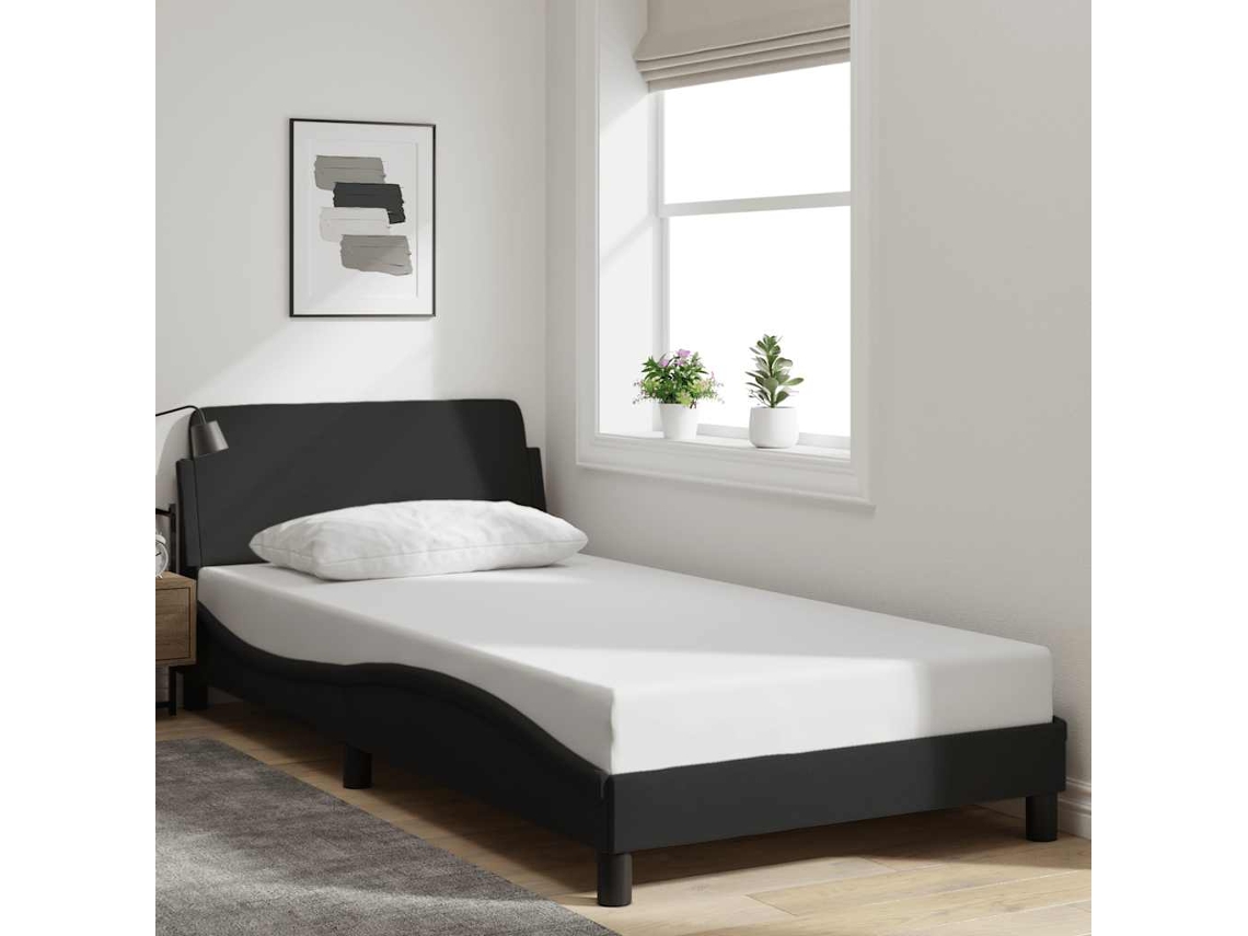 Vidaxl Estrutura De Cama Dover 100x200 Cm Tecido Preto