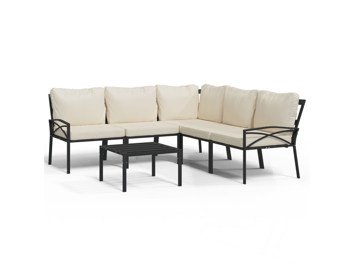 Conjunto de 6 Lounge de Jardim Aço C/ Almofadões Areia MAISON EXCLUSIVE (6 pcs)