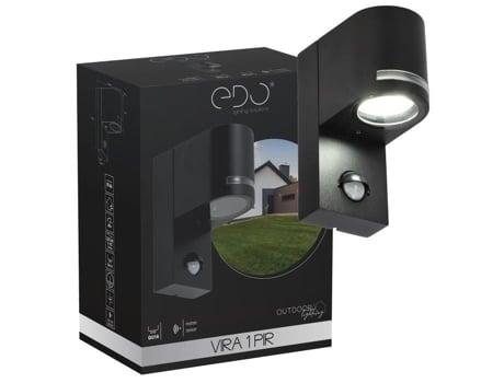 Arandela Com Detector De Movimento Pir Vira Edo 1 Gu10 Preto Ip44 Edo Garden Line