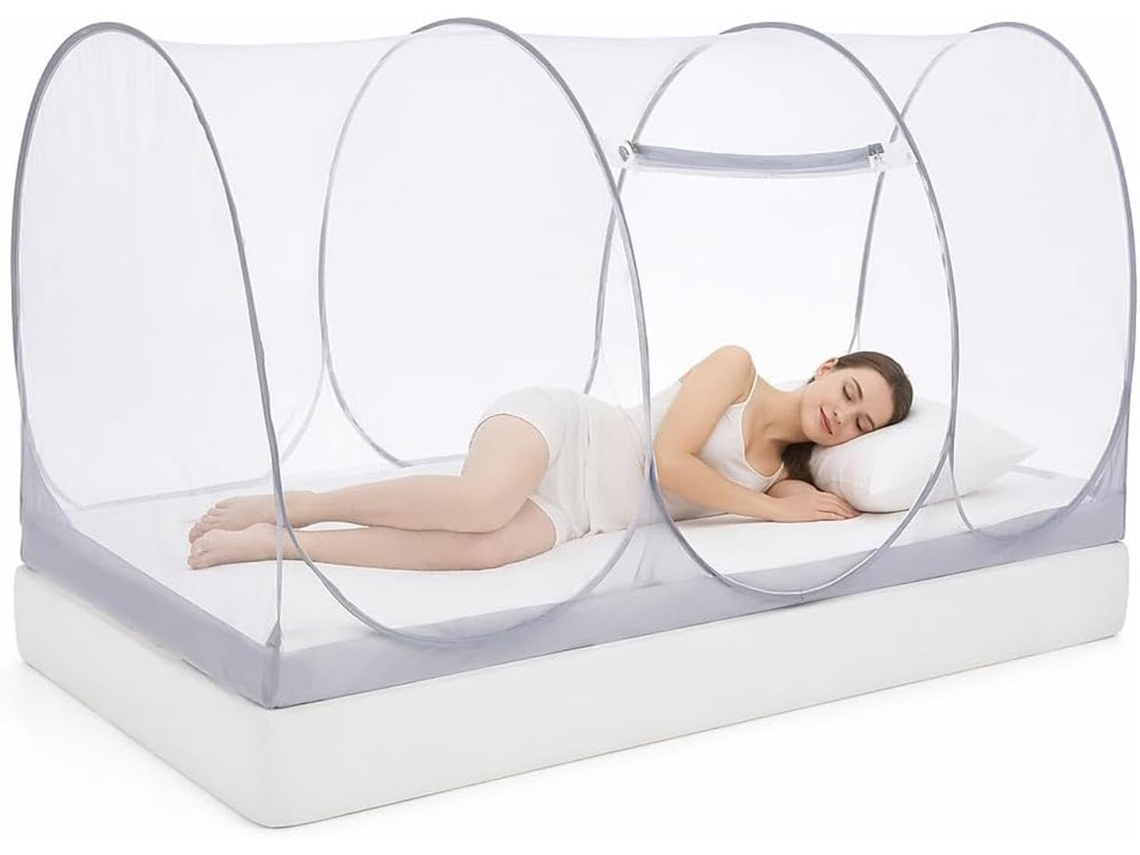Mosquiteiro Para Cama De Camping, Barraca Dobrável E Respirável Em Tela Mosquiteira