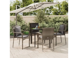 Pcs Conjunto Jantar Jardim C/ Almofadões Vime Pe Preto/cinza Dkd Home Decor