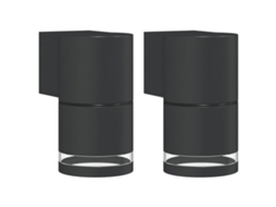 Conjunto 2 Candeeiros de parede para exterior VIDAXL alumínio fundido preto