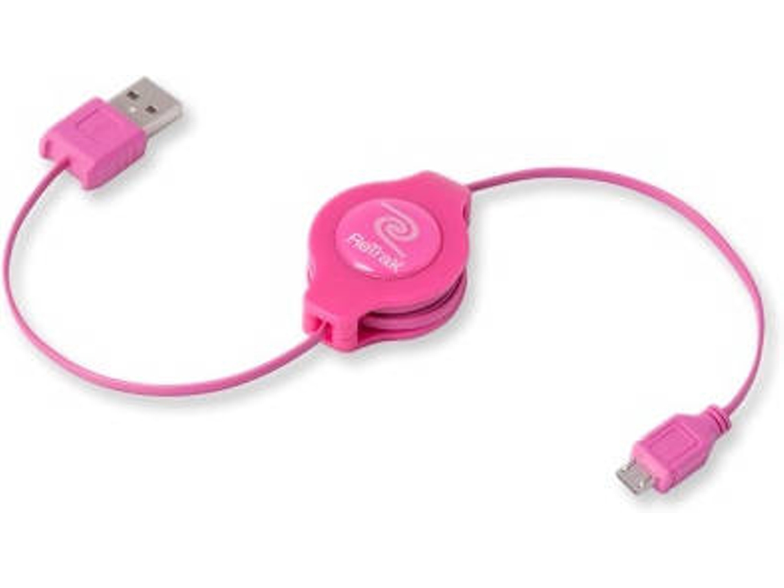 Cabo de Dados RETRAK (USB A - Micro USB - 1 m - Rosa)