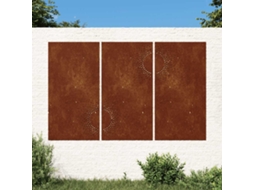 Vidaxl Decoração P/ Muro De Jardim 3pcs 105x55cm Aço Corten Design Sol