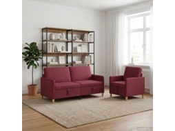 Vidaxl Conjunto De Sofá Com Armazenamento 2 Unid. Vinho Vermelho