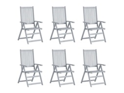 Maison Exclusive - Cadeiras Jardim Reclináveis C/ Almofadões 6 Pcs Acácia Maciça