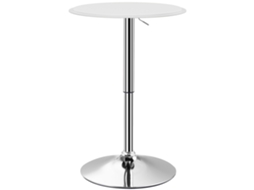 Mesa De Bar Com Altura Ajustável Giratória 360° Com Base Redonda Mesa Alta Moderna Para Cozinha Ø63x67-93 Cm Branco