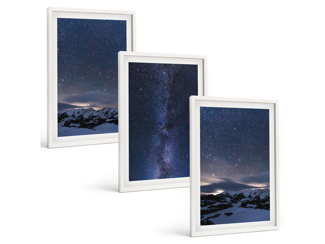 Conjunto De Pinturas Céu Noturno, Montanhas, Estrelas Espelharte (3 Peças 40x60 Cm)