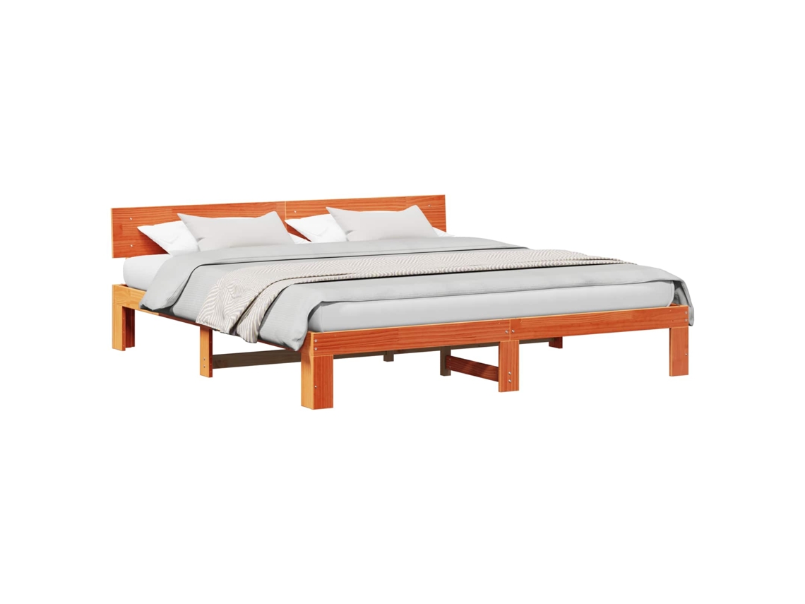 Estrutura da Cama com Cabeceira Marrom Cera 180x200 cm MAISON EXCLUSIVE