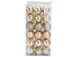 36 Bolas Natal Anti Quebra 6 Estilos PVC 4cm Dourado S/MARCA