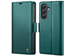 Capa Para Samsung Galaxy S23 Fe 5g Borboleta Fivela Litchi Textura De Telefone De Couro Rfid Antirroubo Azul Perolado