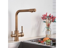 Torneira De Cozinha De Luxo Pure Water 3 Em Latão, Nas Cores Branca E Preta, Com Alça Dupla.