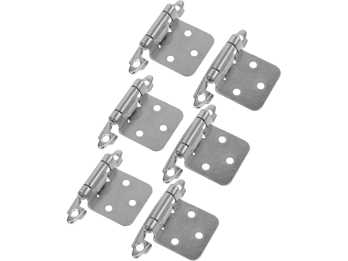 Conjunto De 6 Dobradiças Mola Com Fechamento Automático E Sobreposição 1 2 Polegada Para Armários