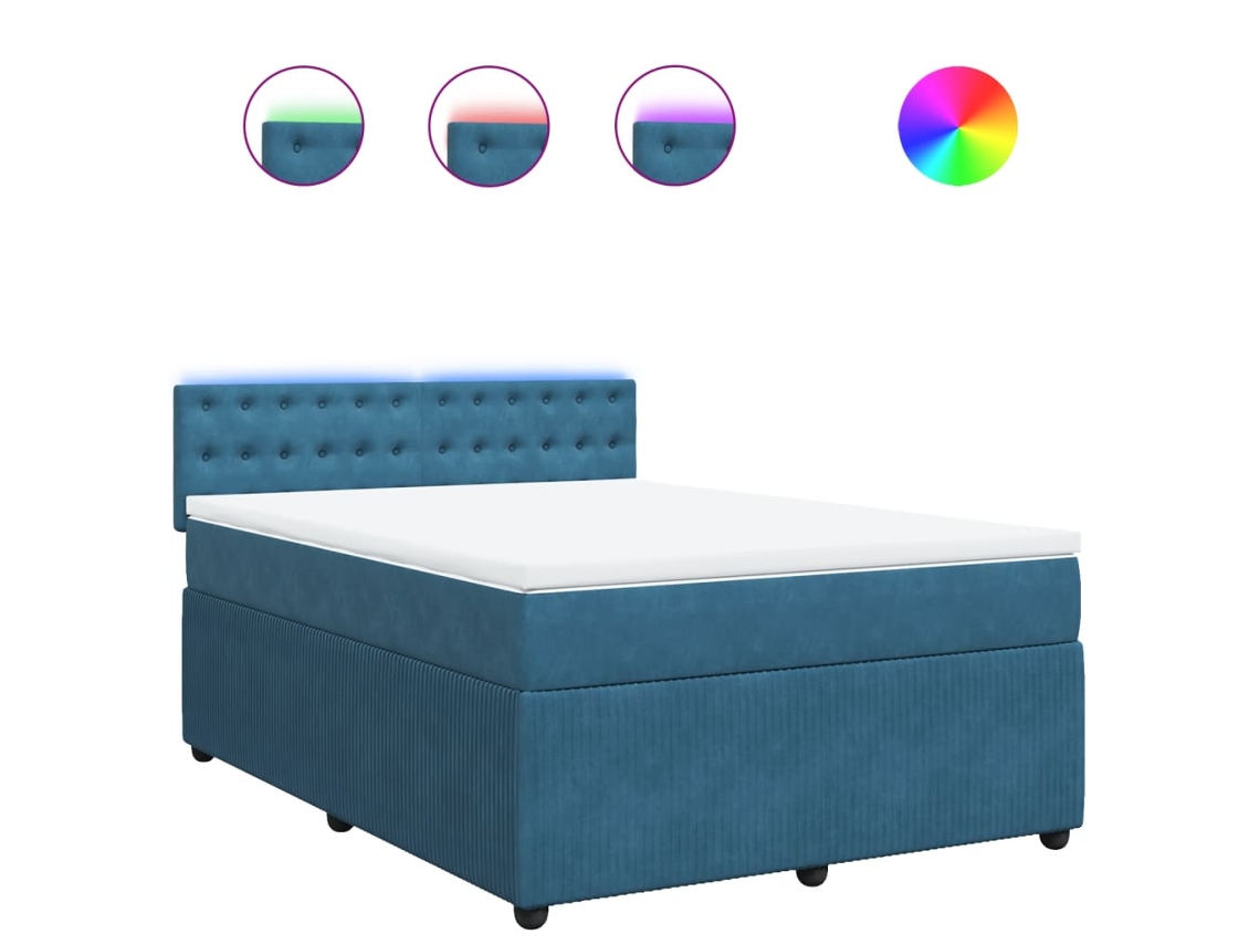 Box Spring Bed, Box Spring Beds Vidaxl Azul Veludo (160 X 200 Cm)