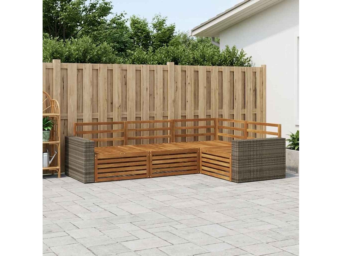 Vidaxl Conjunto De Sofás Para Exterior 4 Pcs Natural