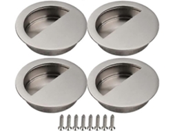 4 Manijas de Porta Deslizante de Aço Inoxidável 304, Prata, para Móveis, Armários, Geladeiras, Cozinhas, Dormitórios S/MARCA