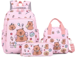 Mochila Kawaii Capivara, Capivara Desenho Animado, Conjunto Papelaria Com Tema Estojo Fofo Bolsa Transversal,