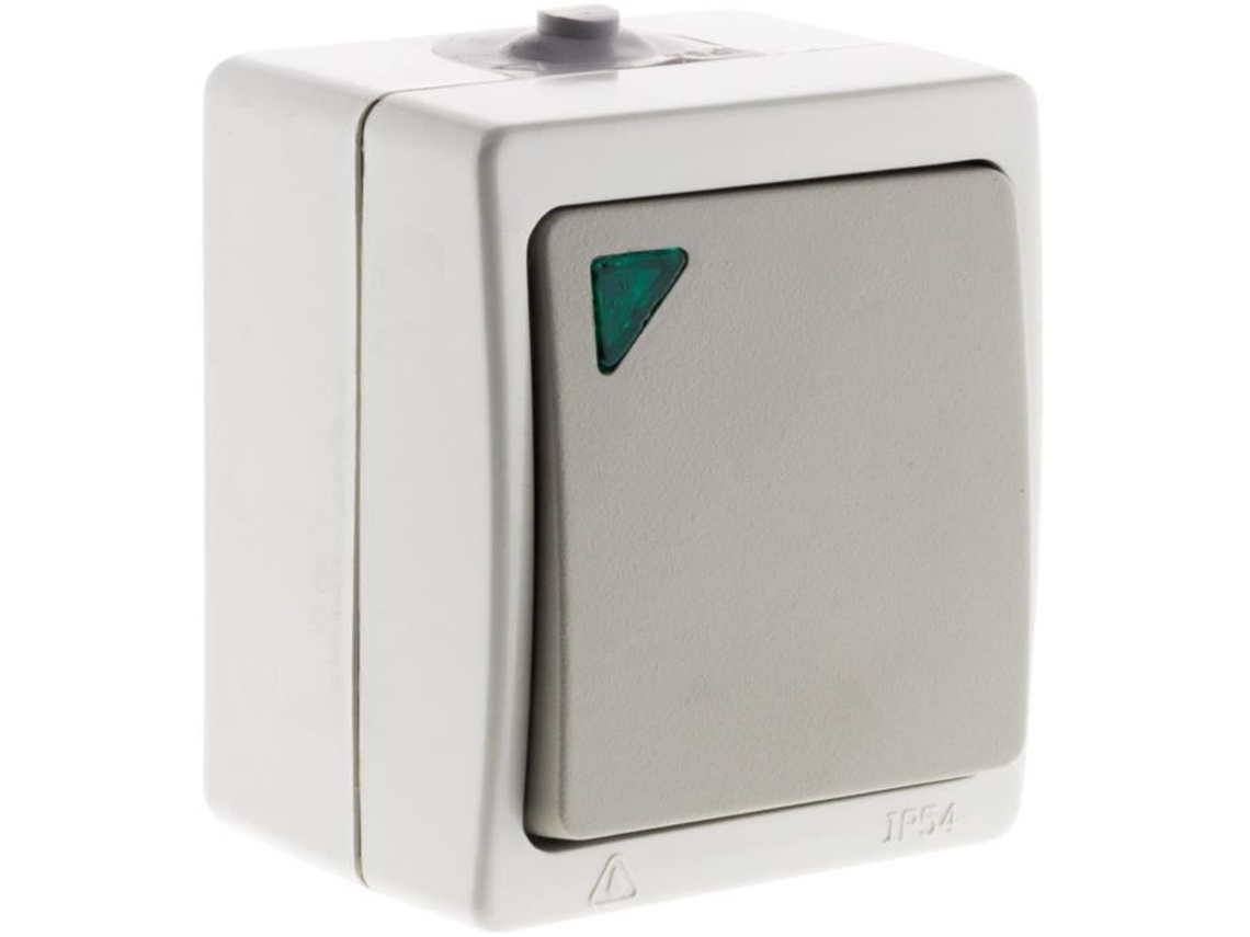 Interruptor Simples Bidirecional Com Luz Indicadora Cinza Claro Ip54 Akya Aj Vape
