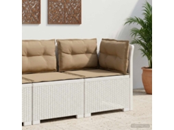 Vidaxl Sofá De Jardim 1 Lugar Com Almofadas Look Rattan Pp Branco