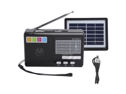 Aetheria rádio Solar Portátil com Lanterna Led de Emergência, Suporta Pen Drive, Fm/am/sw