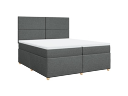 Cama com Molas/Colchão 200x200 Cm em Tecido Cinzento Escuro MAISON EXCLUSIVE