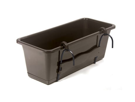 Jardinera Balcon Rectangular Con Gancho Y Plato Camelia Chocolate VAM