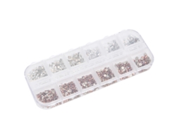 Strass Para Unhas Fundo Plano (brilho Iridescente Prata-alto, Caixa Com 12 Grades) Eoocoo