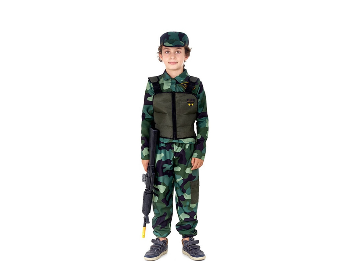 Fato de Menino PARTILANDIA Militar Camuflado Verde com Touca (Tam.: 3-4 anos)