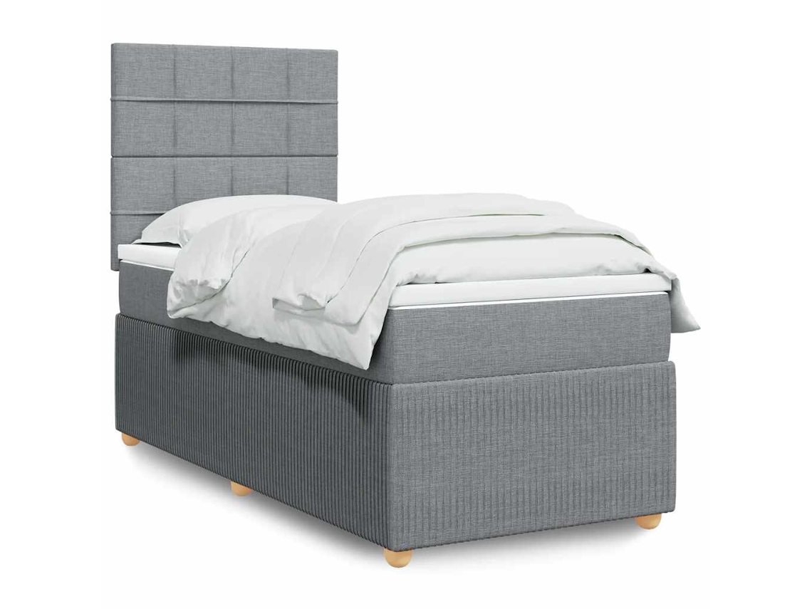 Cama Com Molas/colchão 80x200 Cm Tecido Cinza-claro