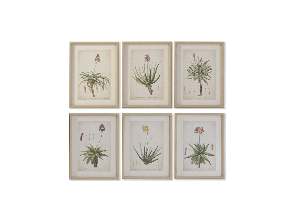 Pintura Home Esprit Verde Bege Palmeiras Tropical 30 X 2 X 40 Cm (6 Unidades)