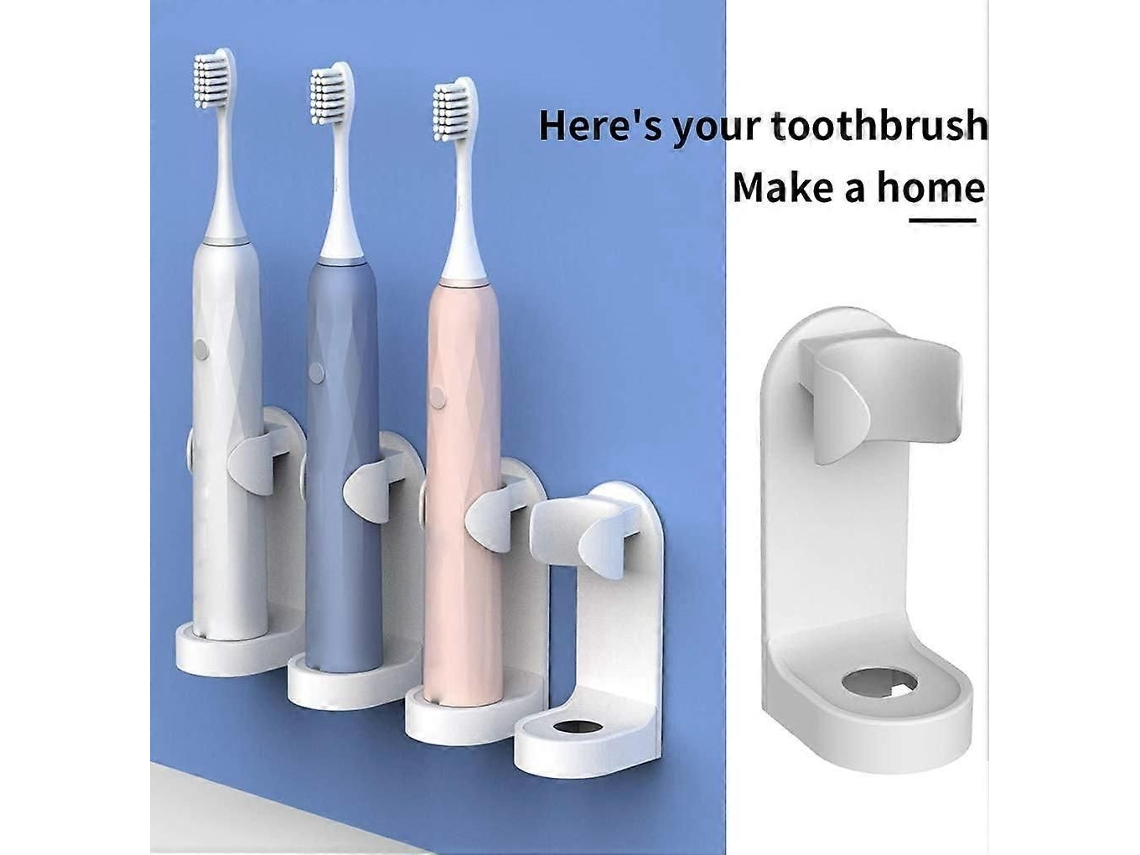 Suporte De Parede Para Escova De Dentes Elétrica, Compatível Com A Maioria Das Escovas De Dentes Elétricas, Organizador De Plástico Branco.