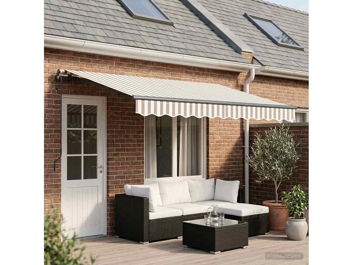 Vidaxl Toldo Retrátil Cinza Claro E Branco 500 × 350 Cm