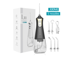 Irrigador Oral Dentário Recarregável com 5 Bicos, 4 Modos, para o Cuidado do Aparelho Ortodôntico Preto HEXINYIGJLY