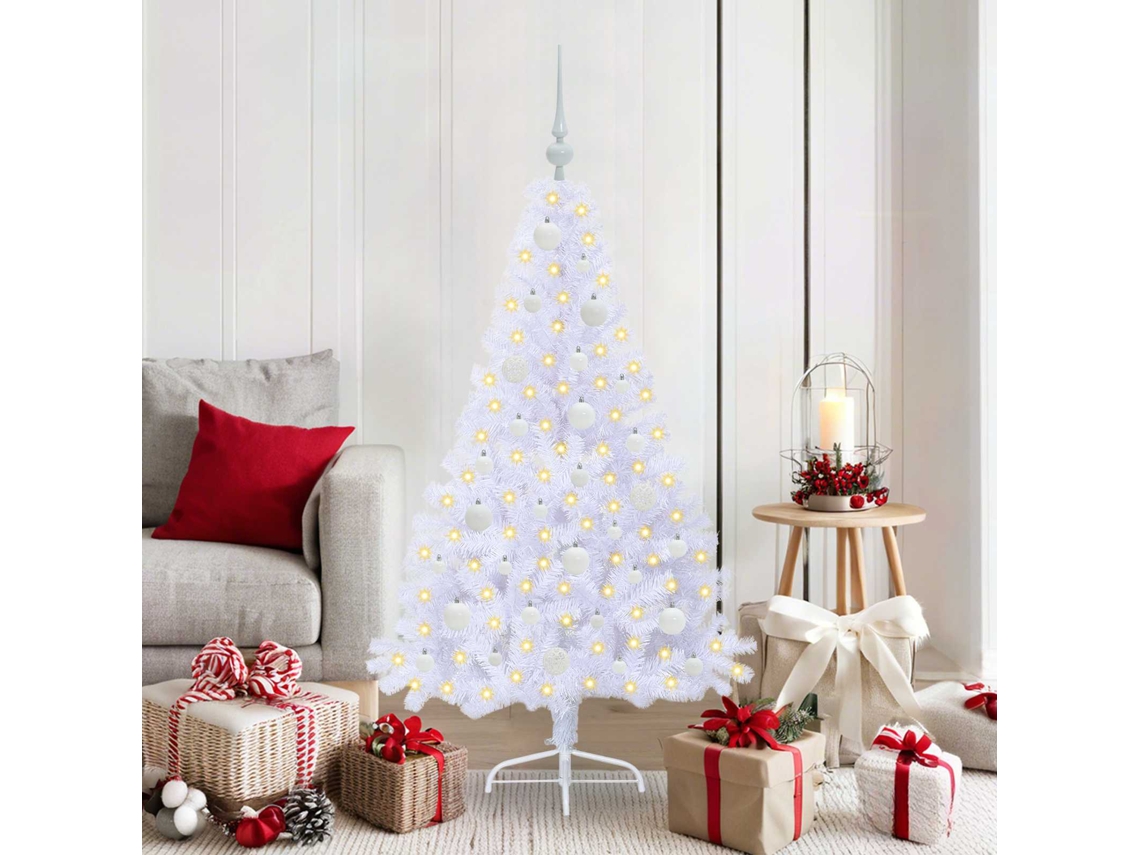 Vidaxl Árvore De Natal Artificial Com 150 Leds Branco 150 Cm Pvc E Aço