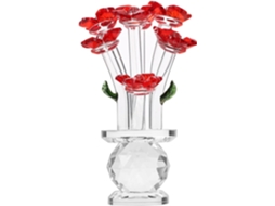 Estatueta Vermelha Elegante Delicada Ornamento Artístico Decoração Interiores Refinada Flor Rosa GOKOCO