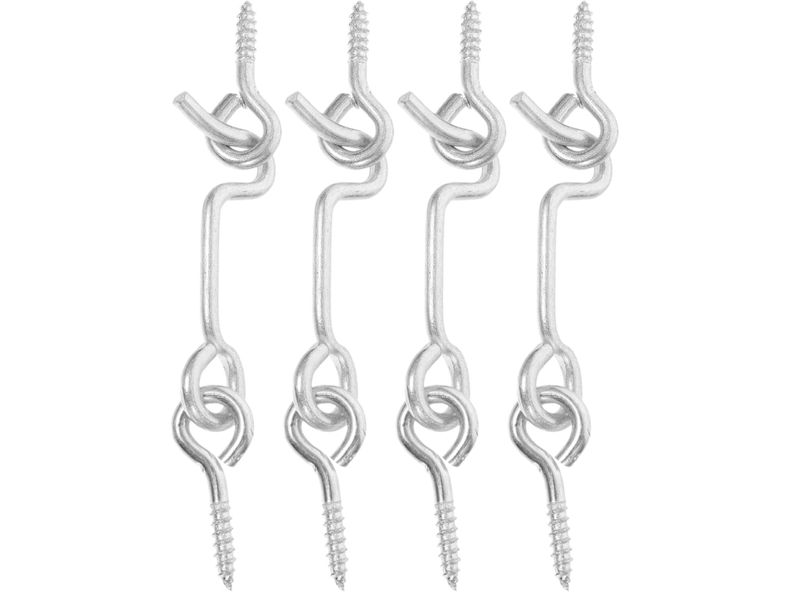 Lurrose Kit Com 4-fechos De Gancho E Olhal Em Aço Carbono Portas Janelas, Com Acabamento Sólido E Resistente Na Cor