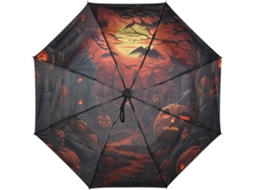 Guarda Chuva de Viagem Automático Vermelho Halloween Resistente Tecido Férias | S/MARCA