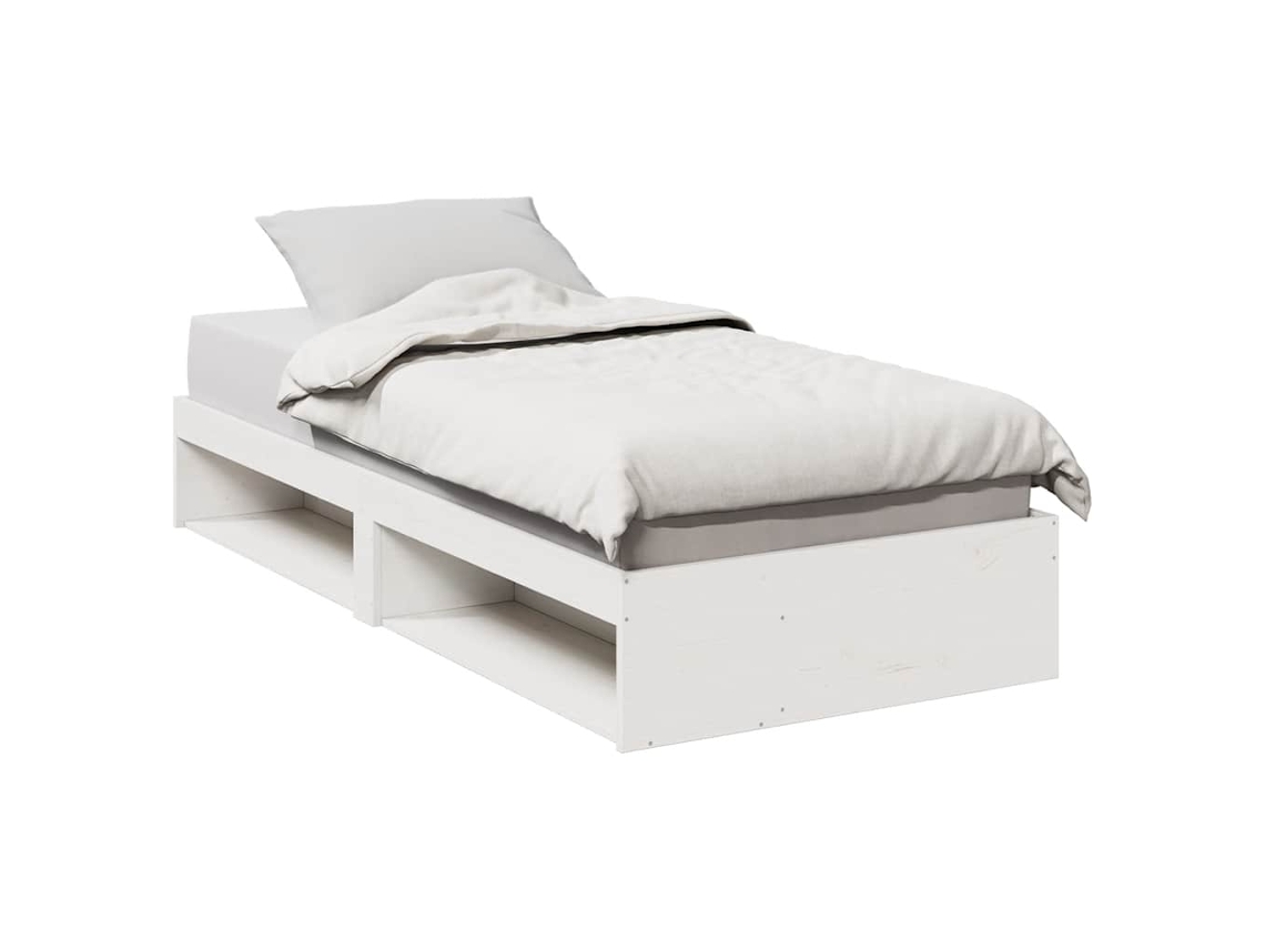 Vidaxl Cama Dia Sem Colchão Branco 100x200 Cm Pinho De Madeira Maciça