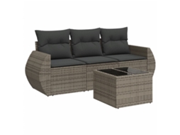 Conjunto de 4 Sofás de Jardim com Almofadões Vime Pe Cinzento MAISON EXCLUSIVE (4 pcs)