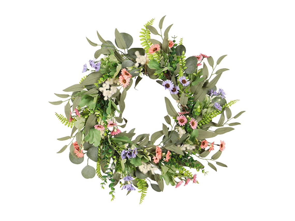 Coroa artificial de eucalipto com margaridas, decoração de casamento LAXISCREED