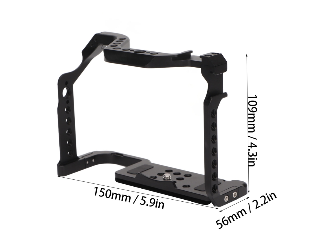 Gaiola para câmera de vídeo com alça vertical, parafusos de 1/4" e 3/8", sapata fria para câmera SLR R6ii.