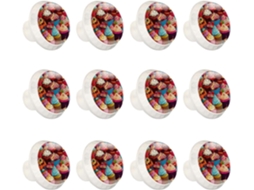 Puxadores E Botões Redondos Para Gavetas Armários, Conjunto De 12 Peças, Design Abstrato De Cupcake Em Estilo Cartoon