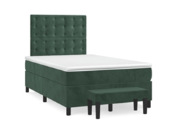 Cama Boxspring Com Colchão 120x190 Cm Veludo Verde-escuro