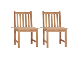 Vidaxl Cadeiras De Jardim C/ Almofadões 2 Pcs Teca Maciça