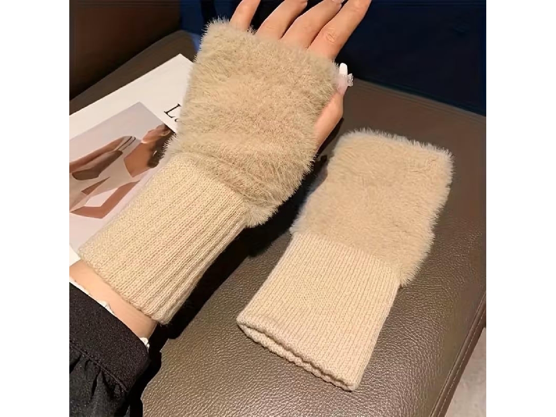 1 Par Luvas Femininas Sem Dedos, Suaves, Quentes e Elegantes para Dias Frios e Uso Quotidiano.